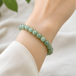 Green Aventurine Beaded Stretch Bracelet with Pave Rondelle - 图片 2