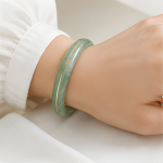 Carved Jade Bangle with Inlaid Gold Line - 图片 2