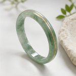 Carved Jade Bangle with Inlaid Gold Line - 图片 3