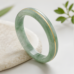 Carved Jade Bangle with Inlaid Gold Line - 图片 7