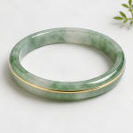 Carved Jade Bangle with Inlaid Gold Line - 图片 6