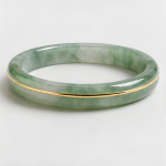 Carved Jade Bangle with Inlaid Gold Line - 图片 4