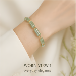 Faceted Jade Tube Bracelet with Gold Bead Spacers - 图片 5