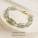 Faceted Jade Tube Bracelet with Gold Bead Spacers - 图片 3