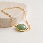 Oval Jade Cabochon Chain Bracelet in Gold Tone - 图片 6