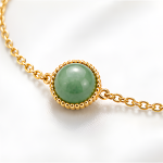 Round Green Aventurine Bracelet with Beaded Gold Bezel - 图片 3