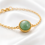 Round Green Aventurine Bracelet with Beaded Gold Bezel - 图片 6