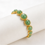 Graduated Green Aventurine Station Bracelet in Gold Tone - 图片 6