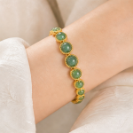Graduated Green Aventurine Station Bracelet in Gold Tone - 图片 5