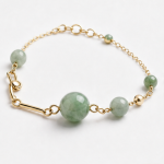 Jade Bead and Gold Bar Link Bracelet - 图片 4