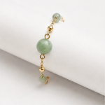 Jade Bead and Gold Bar Link Bracelet - 图片 3