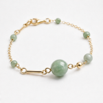 Jade Bead and Gold Bar Link Bracelet