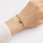 Jade Bead and Gold Bar Link Bracelet - 图片 2