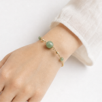 Jade Bead and Gold Bar Link Bracelet - 图片 5