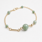 Jade Bead and Gold Bar Link Bracelet - 图片 7