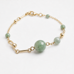 Jade Bead and Gold Bar Link Bracelet - 图片 6