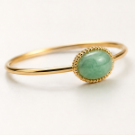 Oval Green Aventurine Bangle in Gold Tone - 图片 6