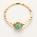 Oval Green Aventurine Bangle in Gold Tone - 图片 4