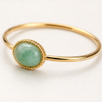 Oval Green Aventurine Bangle in Gold Tone - 图片 7