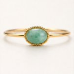 Oval Green Aventurine Bangle in Gold Tone - 图片 3