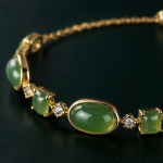 Oval and Emerald-Cut Green Jade Bolo Bracelet in Gold Tone - Image 3