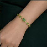 Oval and Emerald-Cut Green Jade Bolo Bracelet in Gold Tone - Image 5