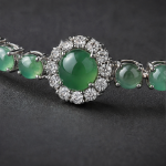 Green Chalcedony Line Bracelet with Round Halo Centre in Sterling Silver - Image 6