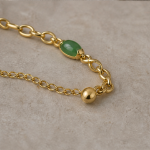 Oval Green Jade Infinity Link Bracelet in Gold Tone - 图片 7