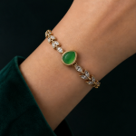Pear-Cut Green Chalcedony Leaf Vine Bolo Bracelet in Gold Tone - Image 5