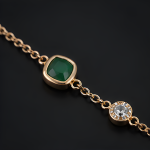 Oval Green Stone Halo Station Bracelet in Rose Gold Tone - 图片 6