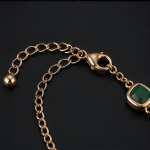Oval Green Stone Halo Station Bracelet in Rose Gold Tone - 图片 7