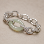 Pale Green Jade Donut Link Bracelet in Sterling Silver - 图片 4