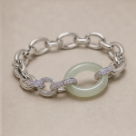 Pale Green Jade Donut Link Bracelet in Sterling Silver - 图片 7