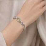 Pale Green Jade Donut Link Bracelet in Sterling Silver - 图片 2