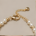 Green Jade Bar and Pearl Strand Bracelet in Gold Tone - 图片 7