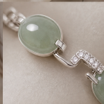 Oval Green Jade Station Bracelet in Sterling Silver - 图片 6