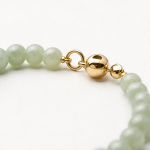 Pale Green Jade Beaded Bracelet with Magnetic Ball Clasp in Gold Tone - Image 7