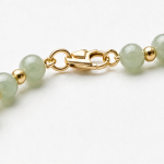Green Jade and Gold Bead Bracelet in Gold Tone - 图片 6