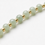 Green Jade and Gold Bead Bracelet in Gold Tone - 图片 3