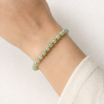 Green Jade and Gold Bead Bracelet in Gold Tone - 图片 2