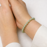 Green Jade and Gold Bead Bracelet in Gold Tone - 图片 5