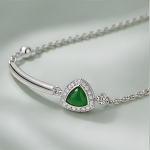 Trillion-Cut Green Agate Halo Bolo Bracelet in Sterling Silver - 图片 3