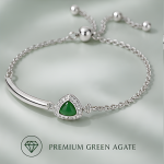 Trillion-Cut Green Agate Halo Bolo Bracelet in Sterling Silver - 图片 5