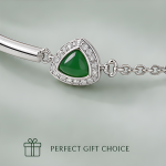 Trillion-Cut Green Agate Halo Bolo Bracelet in Sterling Silver - 图片 4