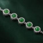 Green Jade Halo Station Bracelet in Sterling Silver - 图片 4