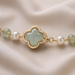 Jade Clover and Pearl Station Bracelet - 图片 6