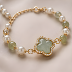 Jade Clover and Pearl Station Bracelet - 图片 4