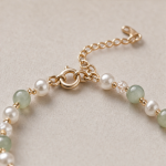 Floating Jade Bead Circle Bracelet with Pearls - 图片 7