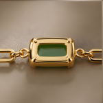 Emerald-Cut Jade Paperclip Chain Bracelet - 图片 4