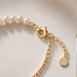 Round Jade Cabochon and Pearl Half-Chain Bracelet - 图片 7
